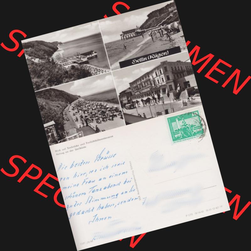 Ansichtskarte mit Ansicht der DDR Bezirk Rostock, Kreis Rügen, DDR Ostseebad Sellin 1973, Seebrücke, Steilküste, Freilichtbühne, VEB Ansichtskartenverlag... Sammlung