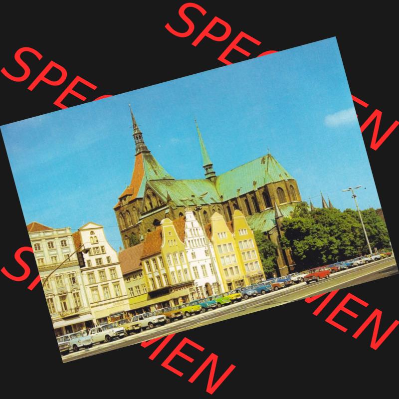 Alte Ansichtskarte mit Ansicht der DDR Bezirk Rostock, Stadtkreis & Hansestadt Rostock 1986, Rostocker Ernst Thälmann Platz. Digitales Bildmaterial von Farbigen bzw.... Sammlung