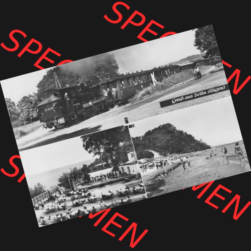 Ansichtskarte mit Ansicht der DDR Bezirk Rostock, Kreis Rügen, DDR Ostseebad Sellin 1981, Kleinbahn auf der Insel Rügen, Freilichtbühne, Fischerstrand.... Sammlung