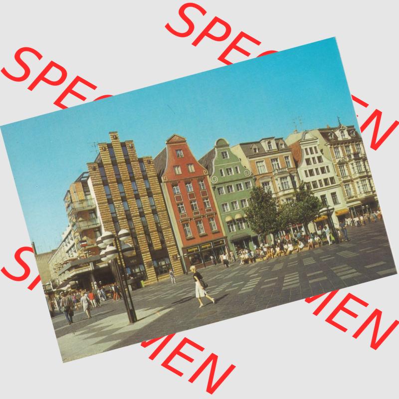 Alte Ansichtskarte mit Ansicht der DDR Bezirk Rostock, Stadtkreis & Hansestadt Rostock Cafe Rostock, Ecke Köpeliner Straße, Einbildkarte. Digitales Bildmaterial... Sammlung