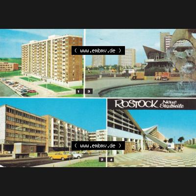 Alte Ansichtskarte mit Ansicht der DDR Bezirk Rostock, Stadtkreis & Hansestadt Rostock 1978, Neue Stadtteile, Lütten Klein, Evershagen, Südstadt. Digitales... Sammlung