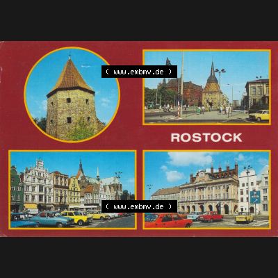 Alte Ansichtskarte mit Ansicht der DDR Bezirk Rostock, Stadtkreis & Hansestadt Rostock Rostocker Lagebuschturm an der alten Stadtmauer, Steintor, Ernst Thälmann Platz.... Sammlung