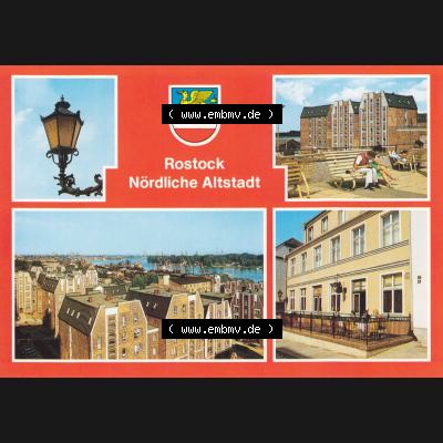 Alte Ansichtskarte mit Ansicht der DDR Bezirk Rostock, Stadtkreis & Hansestadt Rostock Nördliche Altstadt, Detail in der Wokrenter Straße, Gaststätte Zum Stauer.... Sammlung