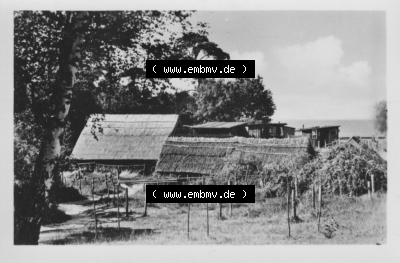 DDR Seebad Koserow 1953, An den Fischerhütten, VEB Reprocolor Leipzig Sammlung