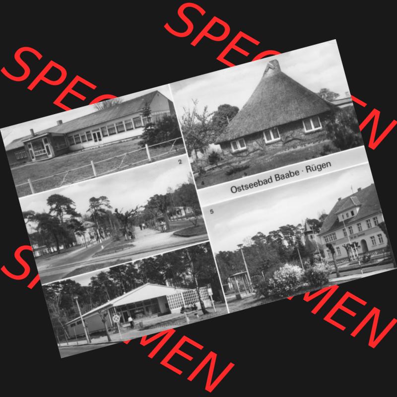 Ansichtskarte mit Ansicht der DDR Bezirk Rostock, Kreis Rügen, DDR Ostseebad Baabe 1986, Baabe HO-Gaststätte Am See, 3. Kaufhalle, Fischerhaus. Ansichtskarten... Sammlung