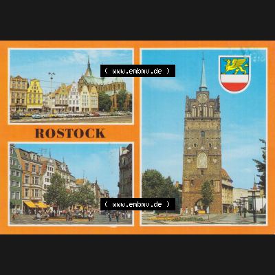 Alte Ansichtskarte mit Ansicht der DDR Bezirk Rostock, Stadtkreis & Hansestadt Rostock Rostocker Ernst Thälmann Platz, Kröpeliner Tor und Straße. Digitales Bildmaterial... Sammlung