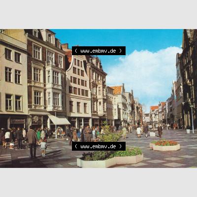 Alte Ansichtskarte mit Ansicht der DDR Bezirk Rostock, Stadtkreis & Hansestadt Rostock 1977, Rostocker Kröpeliner Straße, Einbildkarte. Digitales Bildmaterial von... Sammlung