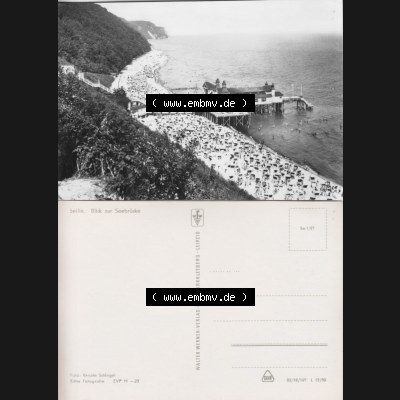 Ansichtskarte mit Ansicht der DDR Bezirk Rostock, Kreis Rügen, DDR Ostseebad Sellin 1969, Sellin Blick zur Seebrücke, Walter Werner-Verlag KG - Markkleeberg Leipzig.... Sammlung