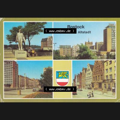 Alte Ansichtskarte mit Ansicht der DDR Bezirk Rostock, Stadtkreis & Hansestadt Rostock Nördliche Altstadt, Hermann-Duncker-Platz, Blick von der Fischerbastion. Digitales... Sammlung