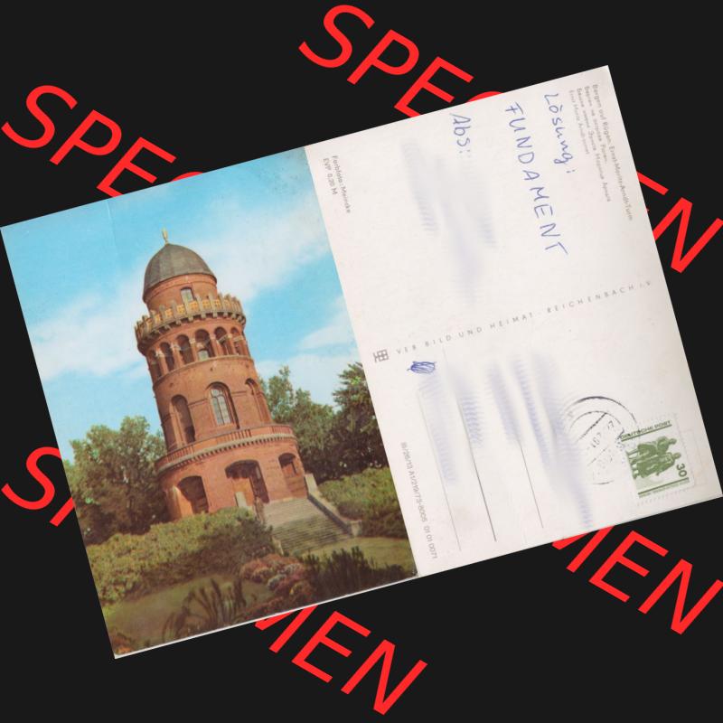 DDR Rugardturm Stadt Bergen auf Rügen, alte Ansichtskarte DDR Bezirk Rostock, Kreis Rügen (Insel Rügen), Stadt Bergen auf Rügen, Ernst-Moritz-Arndt-Turm.... Sammlung