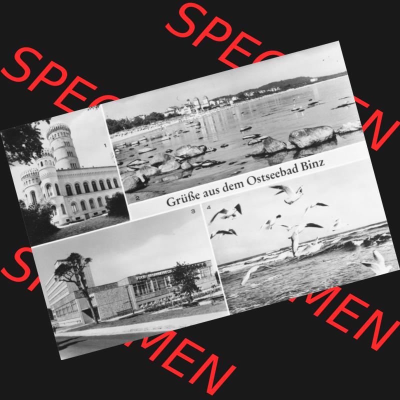 Foto mit Ansicht der DDR Bezirk Rostock, Kreis Rügen, DDR Ostseebad Binz 1985. Jagdschloss Granitz, Erholungsheim Arkona, Urlauberrestaurant Rügen. Ansichtskarten... Sammlung