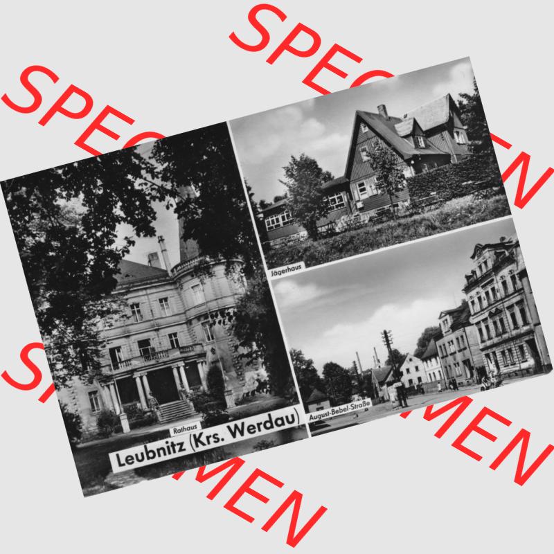 Ansichtskarte Erhard Neubert KG - Karl-Marx-Stadt DDR gemischte Ansichtskarten Sammlung mit 3-Bildkarten der DDR Bezirke 1970er Jahre, 1971, Leubnitz Kreis Werda mit Rathaus, Jägerhaus... Sammlung