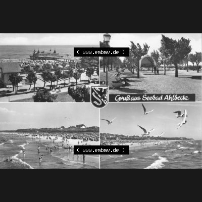 Alte Ansichtskarte der DDR Ahlbeck auf Usedom 1976, Blick auf Konzertplatz und Seebrücke, Planet-Verlag Berlin. Digitales Bildmaterial von Ansichtskarten aus der DDR, der... Sammlung