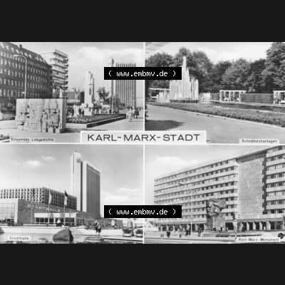 Ansichtskarte Foto-Ansicht DDR, Stadt Karl-Marx-Stadt 1979, Schlossteich-Anlagen, Stadthalle. Digitales Bildmaterial von Ansichtskarten aus der DDR, der Deutschen Demokratischen... Sammlung