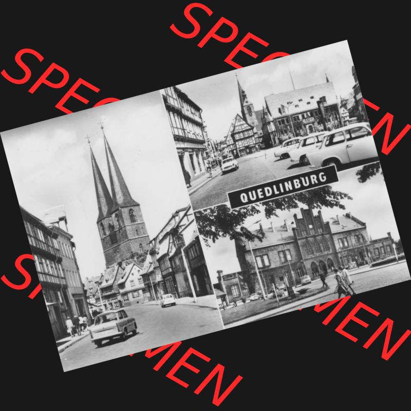 Ansichtskarte Planet-Verlag Berlin Sammlung der DDR in s/w - Schwarzweiß der 1970er Jahre, 1974, Quedlinburg, Mehrbildkarte, Markt mit Rathaus. Digitales Bildmaterial... Sammlung