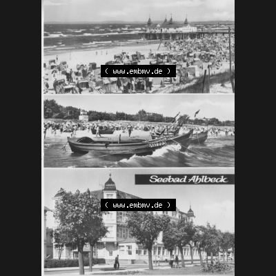 Alte Ansichtskarte der DDR Ahlbeck auf Usedom 1976, An der Seebrücke Ahlbeck, Planet-Verlag Berlin. Digitales Bildmaterial von Ansichtskarten aus der DDR, der Deutschen Demokratischen... Sammlung