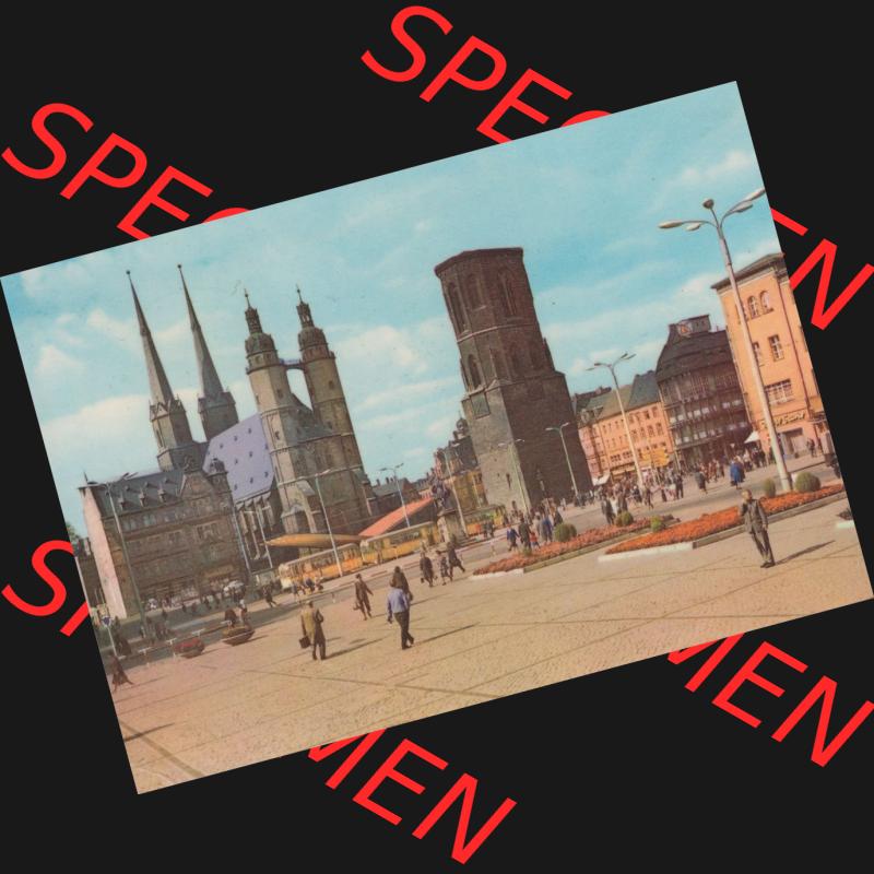 Ansichtskarte Heldge-Farbfotoverlag Köthen/Anhalt DDR gemischte Sammlung der DDR Bezirke der 1960er Jahre, 1966, Lithografie Halle an der Saale, Marktplatz. Digitales... Sammlung