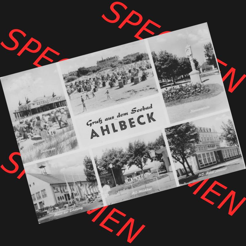 Alte Ansichtskarte der DDR Ahlbeck auf Usedom 1963, Grußkarte, Gruß aus dem Seebad Ahlbeck, Graphokopie H. Sander KG. Berlin in der DDR. Digitales Bildmaterial... Sammlung
