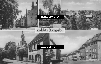 Erhard Neubert KG - Karl-Marx-Stadt, 5-Bildkarten der DDR 1960er Jahre, 1968, Zöblitz im Erzgebirge am Marktplatz, Hotel Kniebreche,... Sammlung