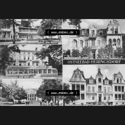 Ansichtskarte mit Ansicht Ostseebad Heringsdorf 1968-1971, FDGB-Erholungsheim Erich Weinert und weitere Erholungsheime. Alte Ansichtskarte der DDR Bezirk Rostock, Kreis Bad Wolgast,... Sammlung