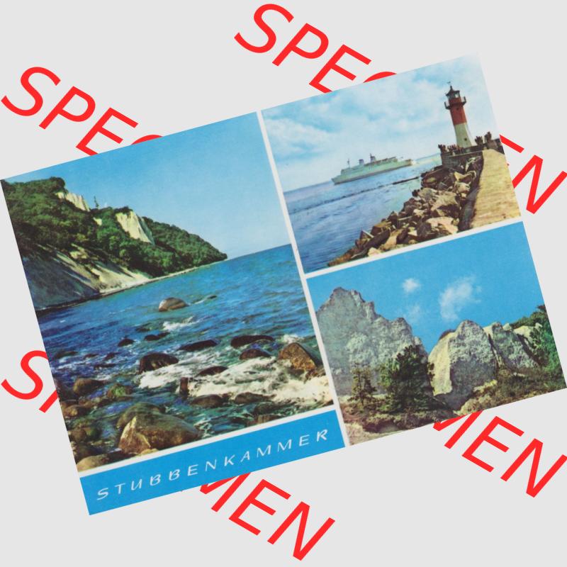 Ansichtskarte Walter Werner Verlag KG Markkleeberg - Leipzig DDR Bezirk Rostock der 1970er Jahre, 1970, Stubbenkammer bei Saßnitz, Kreidefelsen, Fährschiff MS Saßnitz.... Sammlung