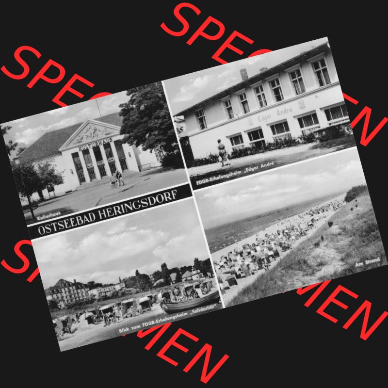 Ansichtskarte mit Ansicht Ostseebad Heringsdorf 1975, Kulturhaus und FDGB-Erholungsheime. Alte Ansichtskarte der DDR Bezirk Rostock, Kreis Bad Wolgast, Ostseebad Heringsdorf im... Sammlung