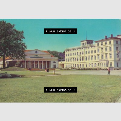 Ansichtskarte Heldge-Verlag Köthen/Anhalt DDR Bezirk Rostock 1960er Jahre, 1967, Lithografie Ostseebad Heiligendamm, Sanatorium für Werktätige. Gemischte Sammlung... Sammlung