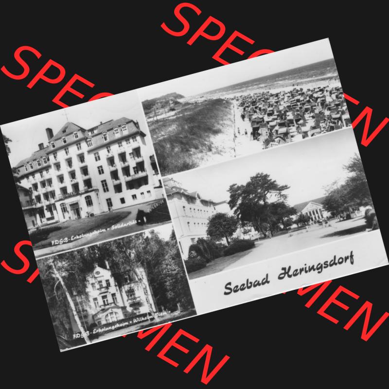 Ansichtskarte Planet-Verlag Berlin Sammlung der DDR in s/w - Schwarzweiß der 1970er Jahre, 1977, Seebad Heringsdorf, Grußkarte. Digitales Bildmaterial von Ansichtskarten... Sammlung