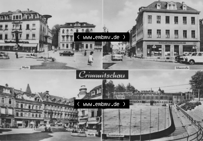 Erhard Neubert KG - Karl-Marx-Stadt, erschienen in den 1970er Jahre, 1970, Crimmitschau mit Markt, Silberstraße und Kunstelsstation,... Sammlung
