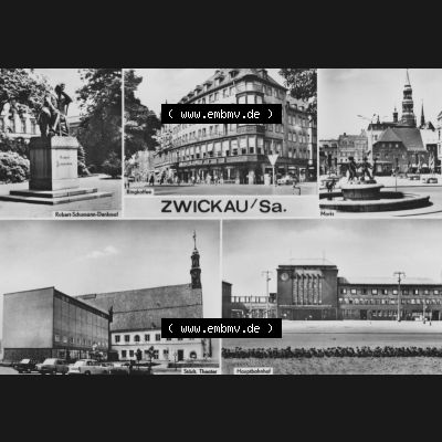 Ansichtskarte Erhard Neubert KG - Karl-Marx-Stadt DDR gemischte Ansichtskarten Sammlung mit 5-Bildkarten der DDR 1970er Jahre, 1971, Stadt Zwickau in Sachsen, Robert Schumann Denkmal,... Sammlung