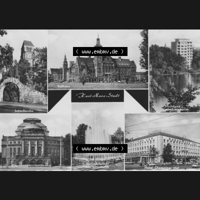 Ansichtskarten DDR, Stadt Karl-Marx-Stadt 1966, Rathaus, Chemnitzer Hof, Schloßkirche, Foto und Verlag Lichtbild-Schincke KG, Zeitz. Digitales Bildmaterial... Sammlung