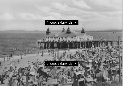 Ansichtskarte der DDR Ahlbeck auf Usedom 1966, Seebrücke von Ahlbeck, zum herunterladen freigegeben Sammlung