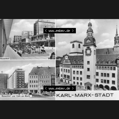 Ansichtskarte Foto-Ansicht DDR, Stadt Karl-Marx-Stadt 1979, Rosenhof und Cafe am Markt. Digitales Bildmaterial von Ansichtskarten aus der DDR, der Deutschen Demokratischen Republik,... Sammlung