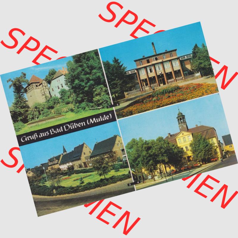 Ansichtskarte Heldge-Farbfotoverlag Köthen/Anhalt DDR gemischte Ansichtskarten Sammlung mit 4-Bild Mehrbildkarten der DDR Bezirke der 1970er Jahre, 1970, Gruß aus Bad Düben... Sammlung