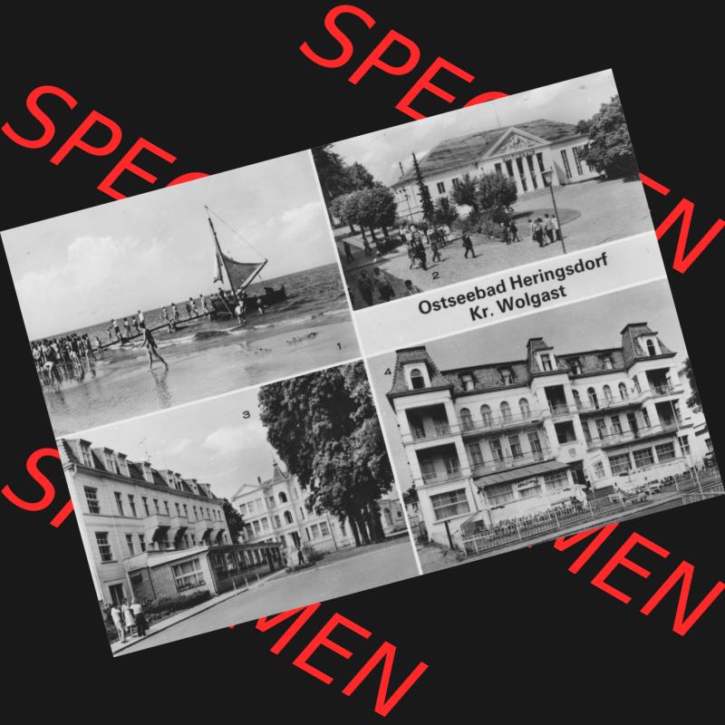 Ansichtskarte mit Ansicht Ostseebad Heringsdorf 1982, Am Strand, Kulturhaus, Am Markt, FDGB-Erholungsheim. Alte Ansichtskarte der DDR Bezirk Rostock, Kreis Bad Wolgast,... Sammlung
