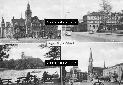Ansichtskarten DDR, Stadt Karl-Marx-Stadt 1965, Rathaus, Bahnhof, Schlossteich, Foto und Verlag Lichtbild-Schincke KG, Zeitz,... Sammlung