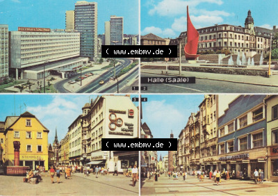 Planet-Verlag Berlin Sammlung in Farbe/Color der 1970er Jahre, 1977, Halle (Saale), Mehrbildkarte, Interhotel Stadt Halle und... Sammlung