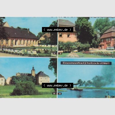 Ansichtskarte Heldge-Farbfotoverlag Köthen/Anhalt DDR gemischte Ansichtskarten Sammlung mit 4-Bild Mehrbildkarten der DDR Bezirke der 1960er Jahre, 1969, Eisenmoorbad Pretzsch an der... Sammlung