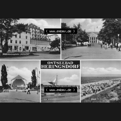 Ansichtskarte mit Ansicht Ostseebad Heringsdorf 1968, Kulturhaus, Konzertpavillon, Strand. Alte Ansichtskarte der DDR Bezirk Rostock, Kreis Bad Wolgast, Ostseebad Heringsdorf... Sammlung