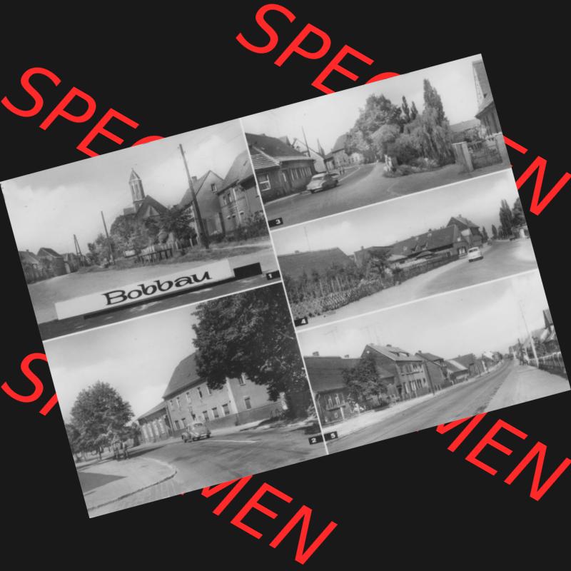 Ansichtskarte Heldge-Verlag Köthen/Anhalt DDR gemischte s/w, schwarzweiß, graustufen Sammlung der Jahre 1960er, 1968, Dorf Bobbau, Dorfstraße,... Sammlung
