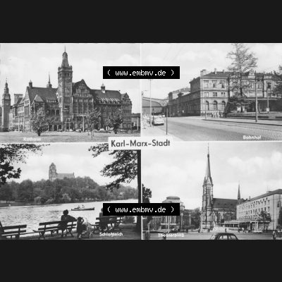 Ansichtskarten DDR, Stadt Karl-Marx-Stadt 1965, Rathaus, Bahnhof, Schlossteich, Foto und Verlag Lichtbild-Schincke KG, Zeitz. Digitales Bildmaterial von Ansichtskarten... Sammlung