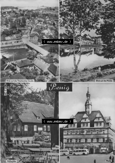 Erhard Neubert KG - Karl-Marx-Stadt, erschienen in den 1970er Jahre, 1970 Penig mit 4 Ansichten mit Blick auf Thlbacher-Straße,... Sammlung
