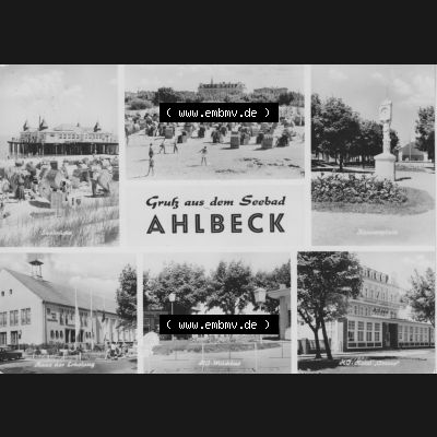 Alte Ansichtskarte der DDR Ahlbeck auf Usedom 1963, Grußkarte, Gruß aus dem Seebad Ahlbeck, Graphokopie H. Sander KG. Berlin in der DDR. Digitales Bildmaterial... Sammlung