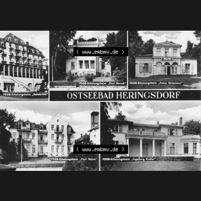 Alte Ansichtskarte DDR Bezirk Rostock, Kreis Wolgast, Seebad Heringsdorf 1968, Übersicht FDGB-Erholungsheime, Ostseebad Heringsdorf. Digitales Bildmaterial von Ansichtskarten... Sammlung