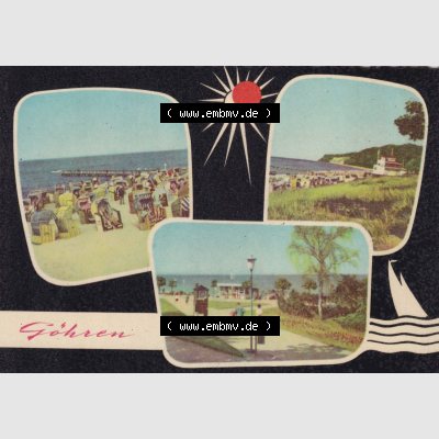 Ansichtskarte Walter Werner Verlag KG Markkleeberg - Leipzig DDR Bezirk Rostock der 1960er Jahre, 1963, Lithografie, Göhren auf Rügen, Strand, Blick zur Steilküste,... Sammlung