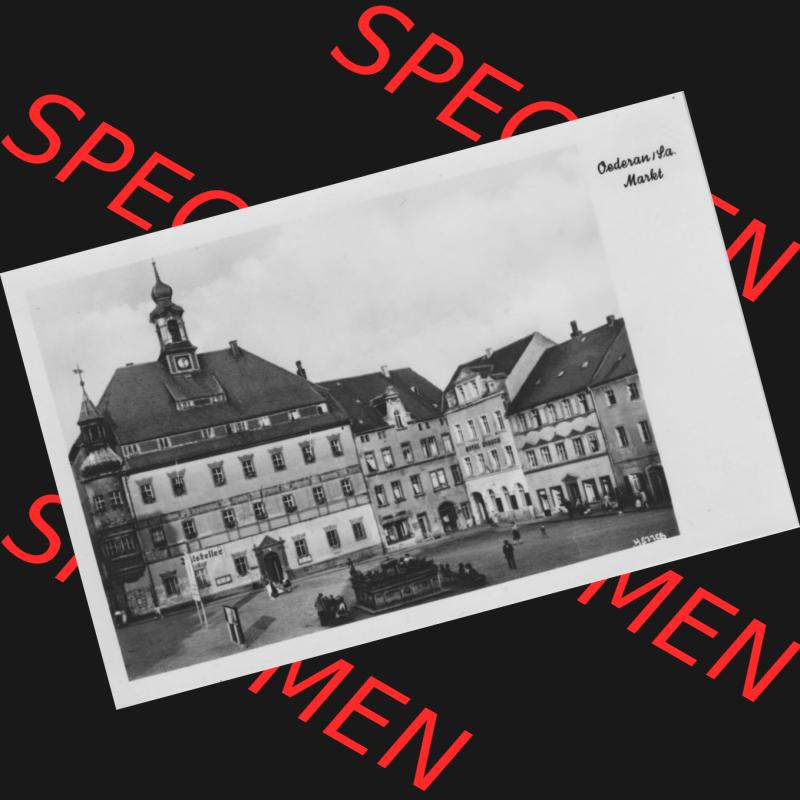Ansicht Einbildkarte Erhard Neubert KG - Karl-Marx-Stadt DDR Sachsen 1955, Oederan in Sachsen am Markt, DDR Einbildkarte. Digitales Bildmaterial von Ansichtskarten in s/w bzw.... Sammlung