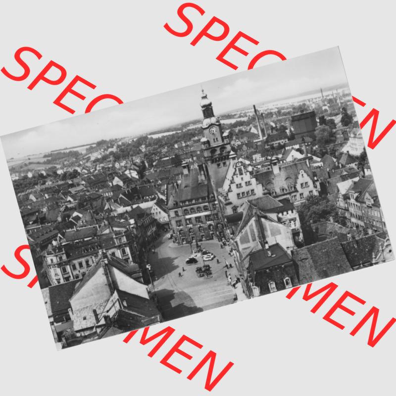 Ansicht Einbildkarte Erhard Neubert KG - Karl-Marx-Stadt DDR Sachsen 1963, Döbeln in Sachsen Blick von der Kirche, auf Einbildkarte. Digitales Bildmaterial von Ansichtskarten in... Sammlung
