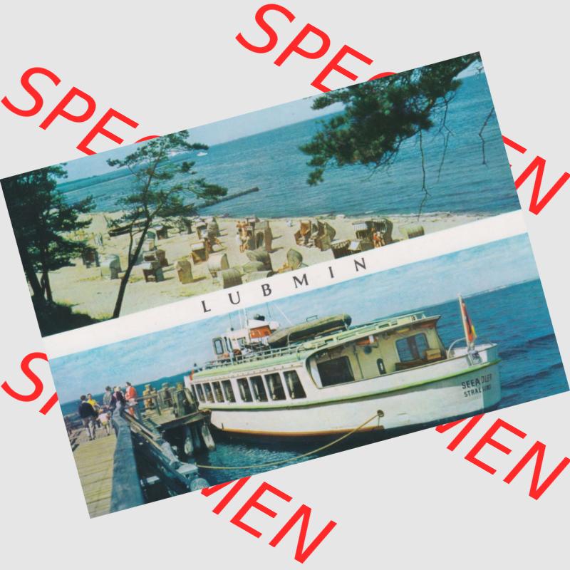 Ansichtskarte Verlag Felix Setecki Berlin der DDR, Sammlung Bezirk Rostock 1970, Seebad Lubmin, mit Urlauber-Boot, Schiff, Ausflugsschiff, Verlag Felix Setecki Berlin.... Sammlung