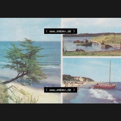 Ansichtskarte Verlag Felix Setecki Berlin der DDR, Sammlung Bezirk Rostock 1969, Ostseebad Bansin mit Steilküste, Am kleinen Krebssee und Stand, Verlag Felix Setecki Berlin.... Sammlung