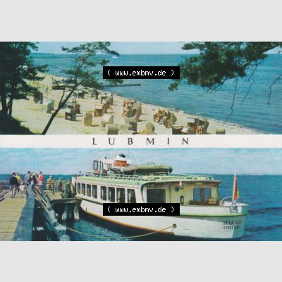 Ansichtskarte Verlag Felix Setecki Berlin der DDR, Sammlung Bezirk Rostock 1970, Seebad Lubmin, mit Urlauber-Boot, Schiff, Ausflugsschiff, Verlag Felix Setecki Berlin.... Sammlung